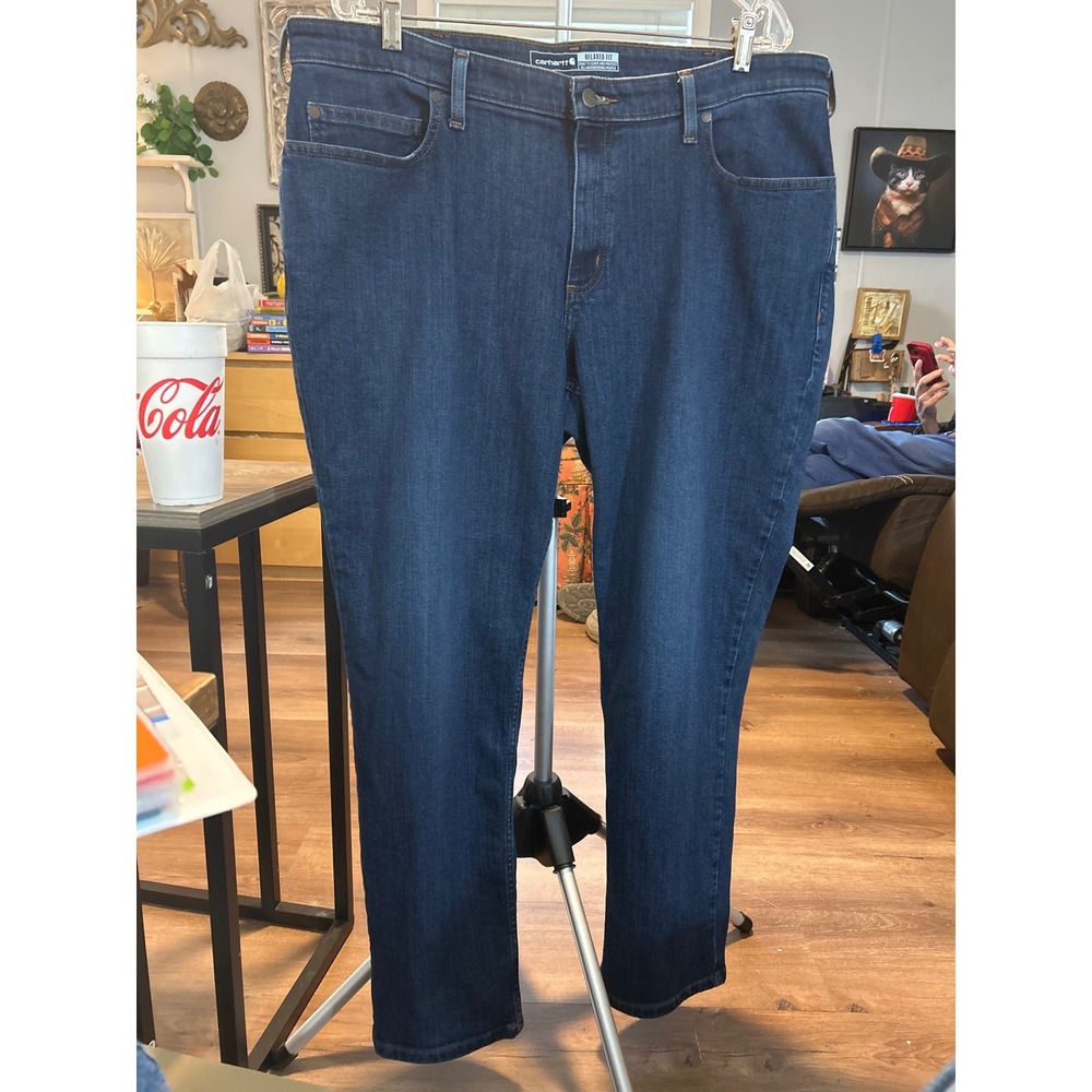 Carhartt Relaxed Fit‎ Dark Wash Straight Leg Denim Jeans Women Size 18 Regular